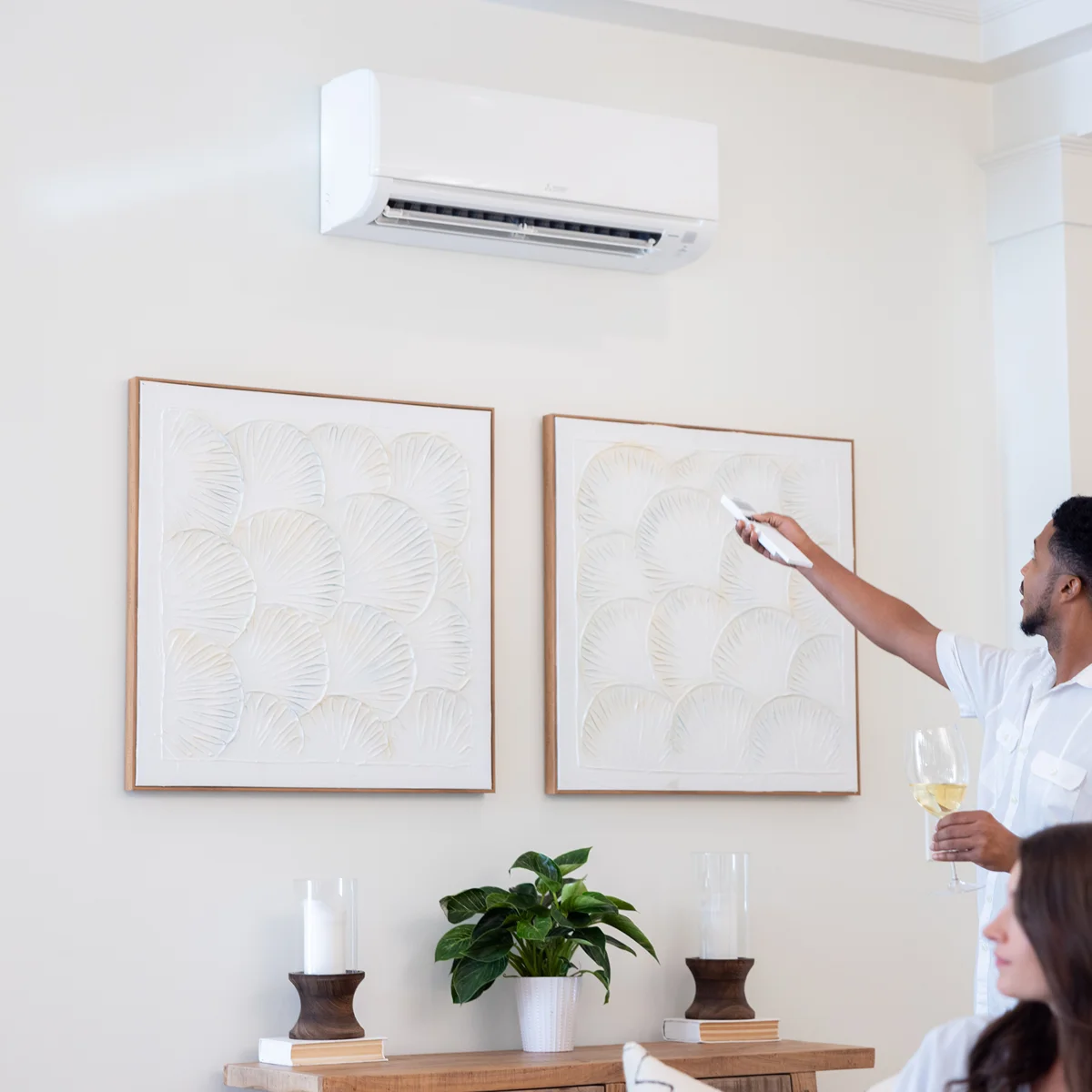 Mitsubishi Ductless Unit in living room